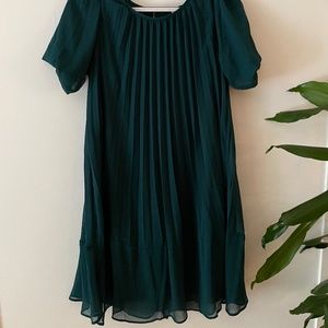 Winter Green Flowy DKNY Party Dress